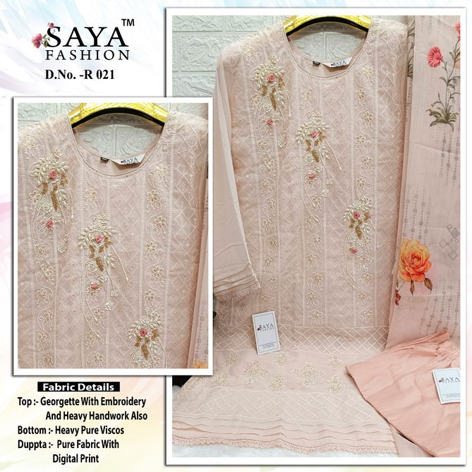 R 021 By Saya Embroidery Georgette Pakistani Readymade Suits Wholesale Market In Surat